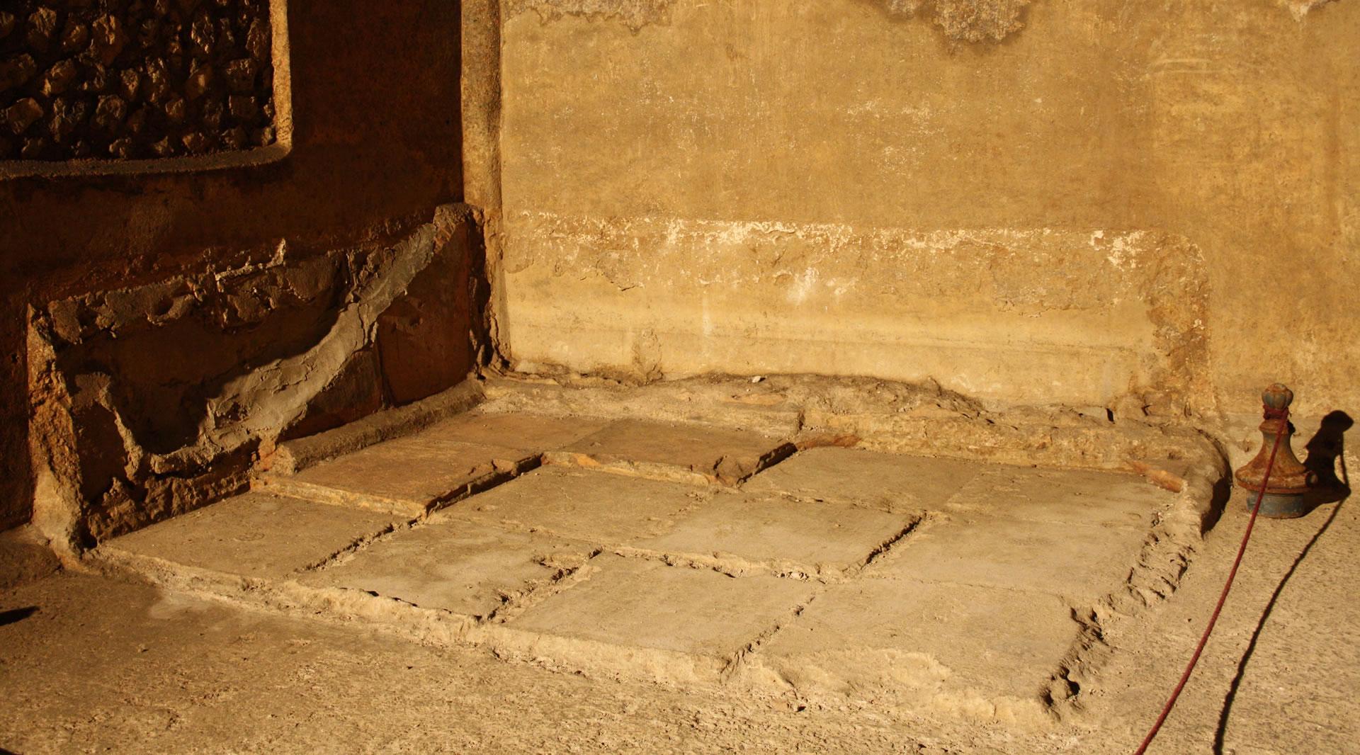 Interior of Room 10 with bipedal brick floor