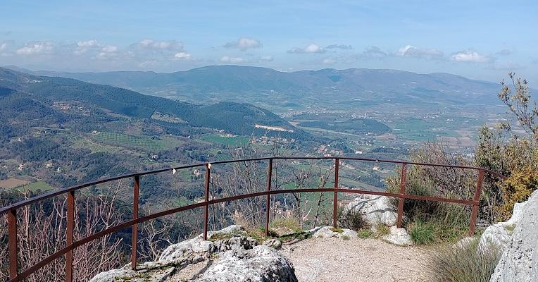 Panoramic view looking out from the Sacred Wood of Monteluco towards the valley of Spoleto
