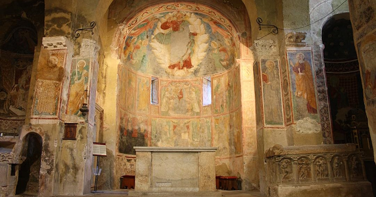 Interior detail of the church in the Abbey of San Pietro in Valle.