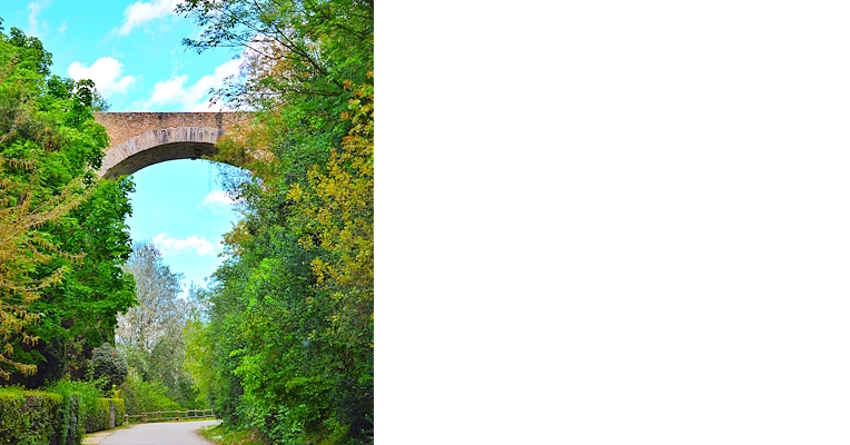 View from below of the surviving archway of the Augustus Bridge, Narni