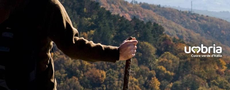 pilgrim in path on track francigena assisi