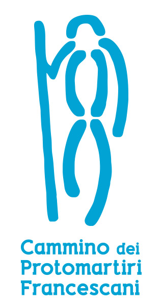 Logo des Weg der Franziskanischen Protomärtyrer. Pilger auf dem Pfad