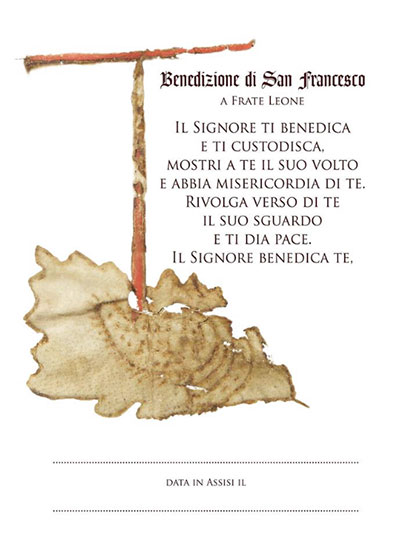Chartula Peregrini diploma rilasciato a tutti i pellegrini che arrivano ad Assisi